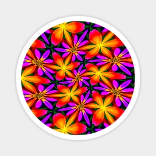 Bright Orange Flower Pattern Magnet